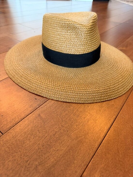 Eric Javits Daphne Wide Brim Sun Hat Natural Black UPF 50+ NWT main image 4